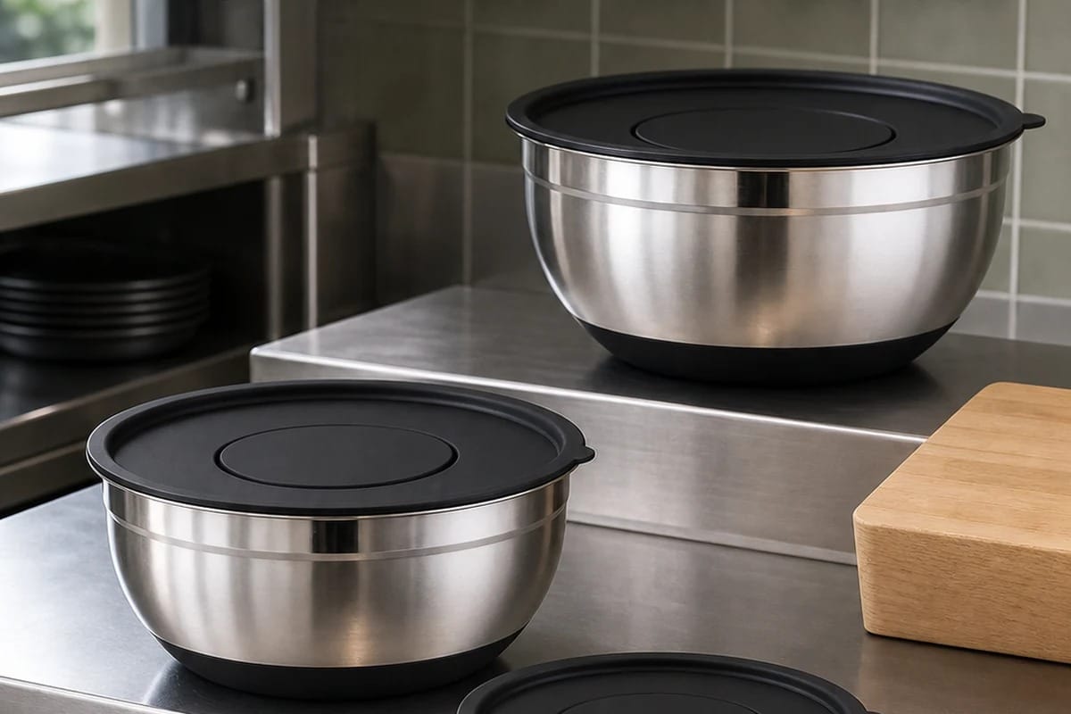 Black stainless steel grater salad bowl system - two-piece lid and disc set