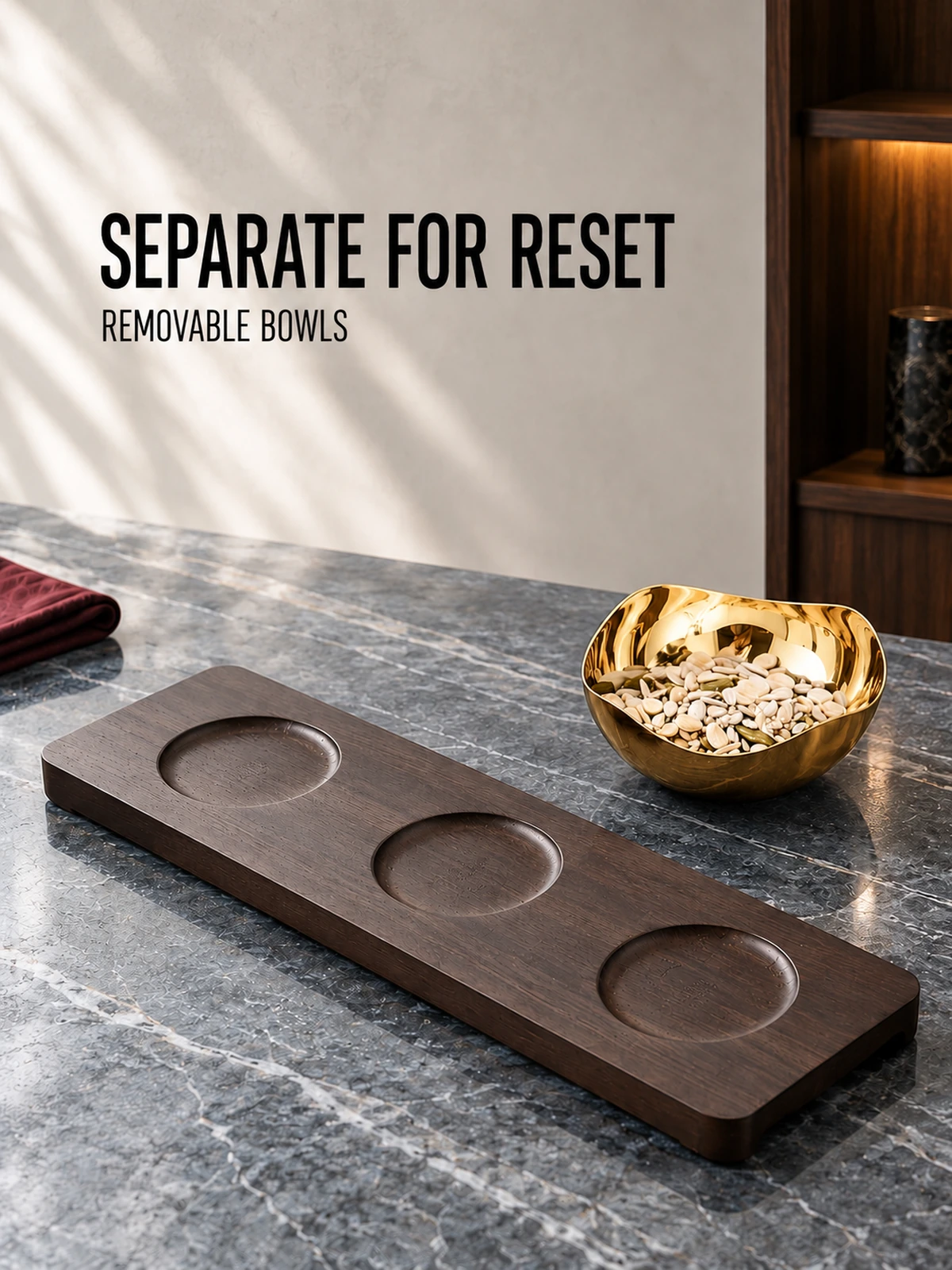Removable bowl and tray detail