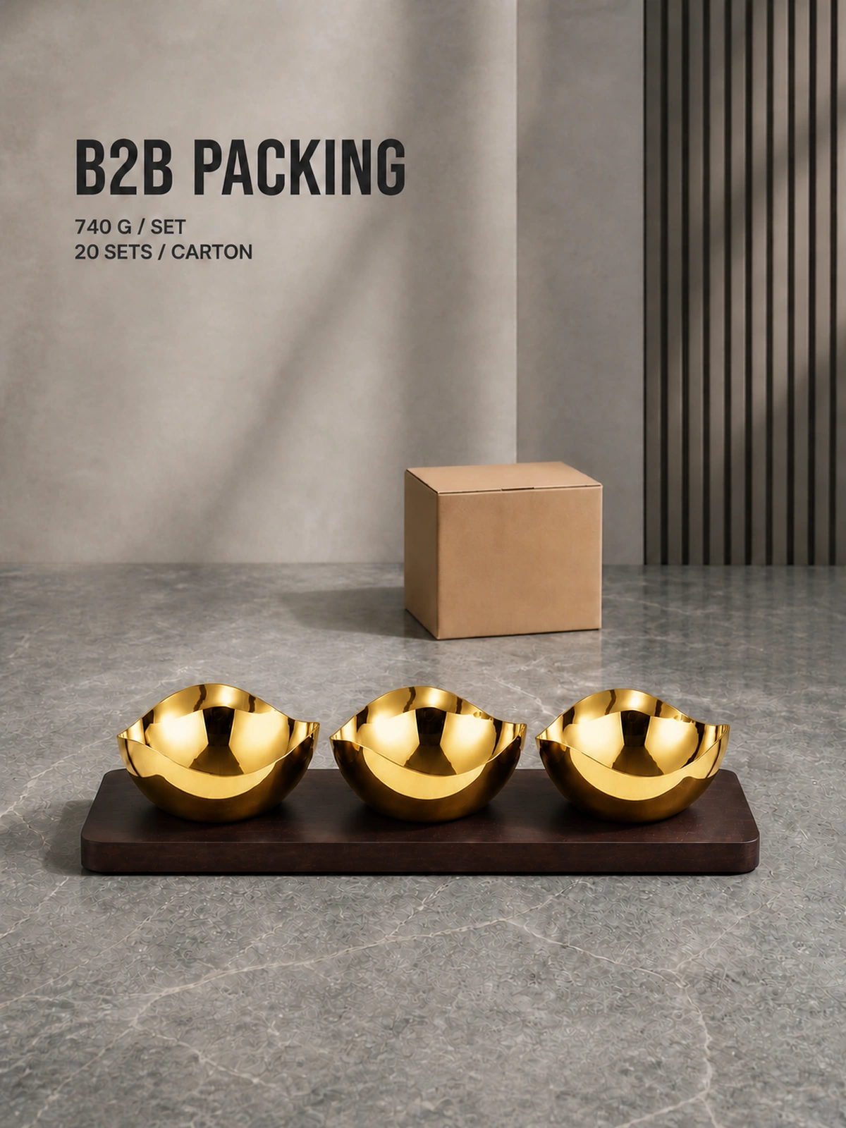 Packing reference: 740 g per set; 20 sets per carton