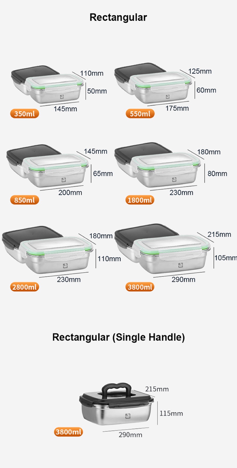 304 Stainless Steel Food Storage Container Collection