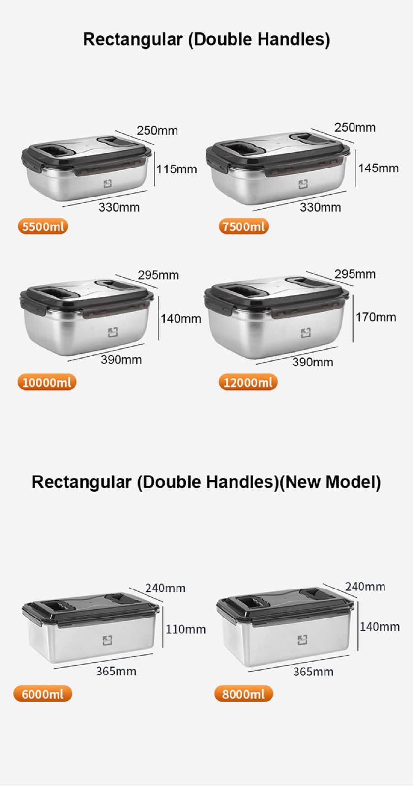 304 Stainless Steel Food Storage Container Collection