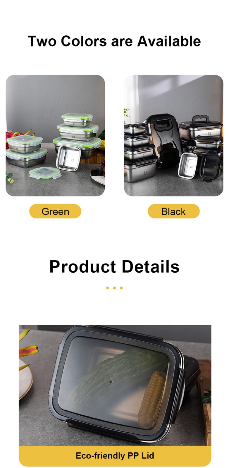 304 Stainless Steel Food Storage Container Collection