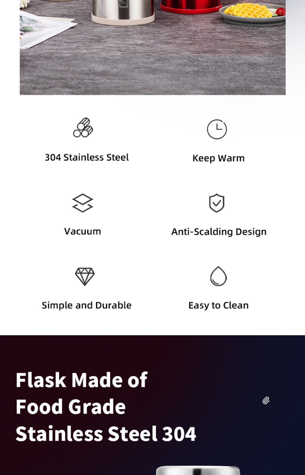 304 Stainless Steel Hot Water Flask