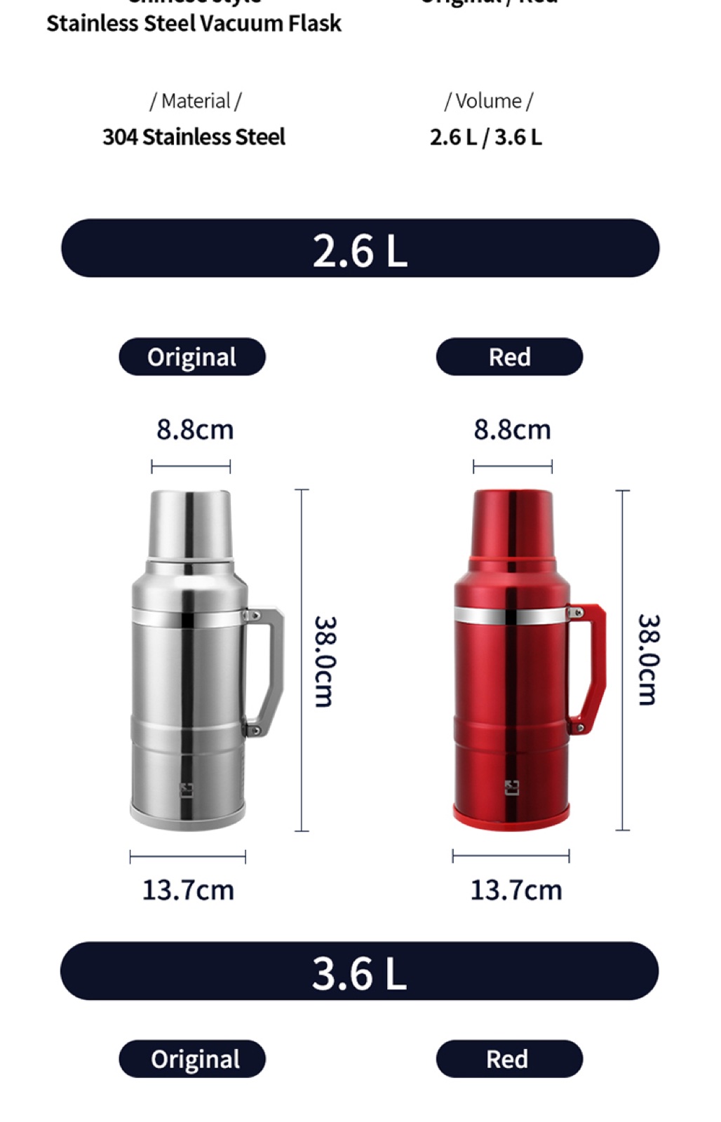 304 Stainless Steel Hot Water Flask