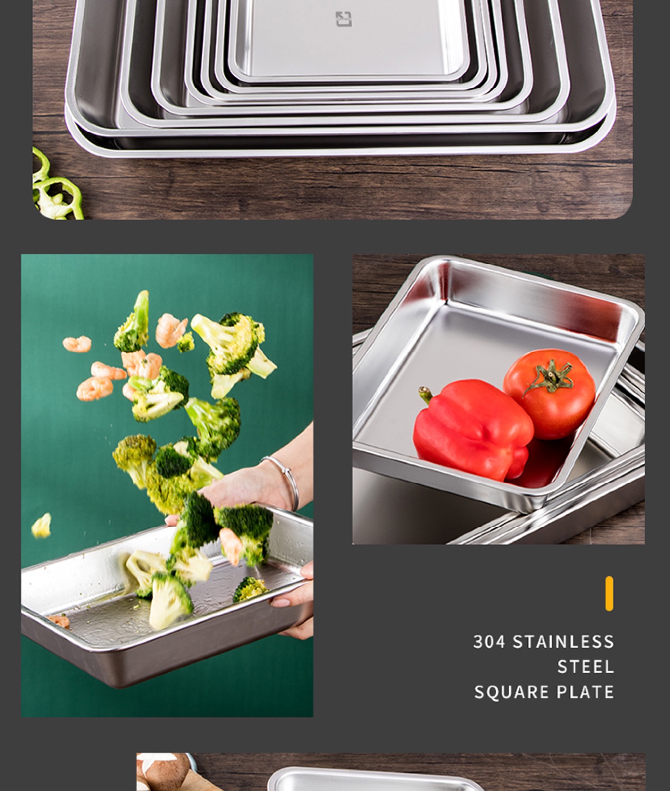 304 Stainless Steel Japanese Square Serving Plate