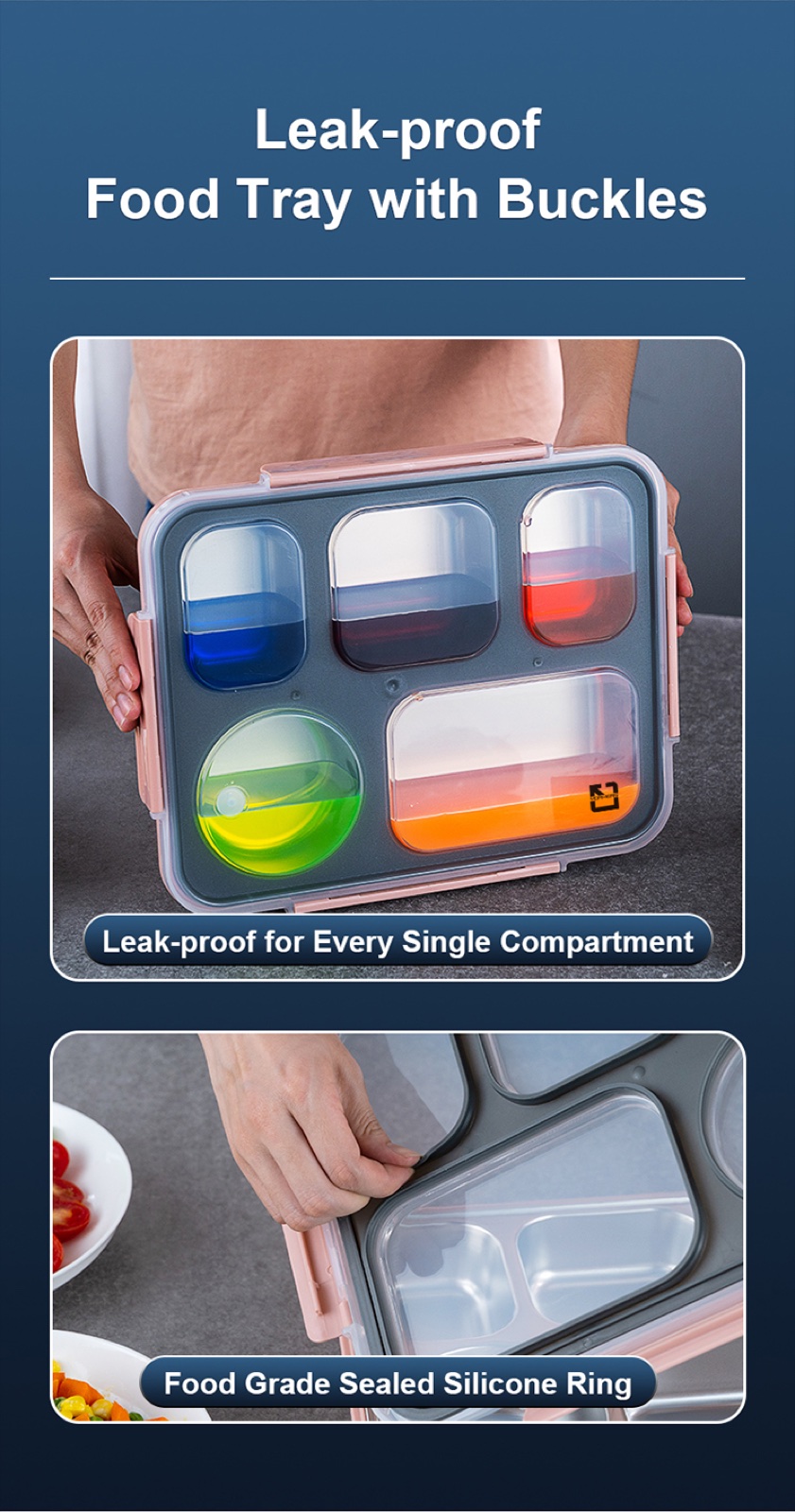 304 Stainless Steel Leak-Proof Compartment Food Tray