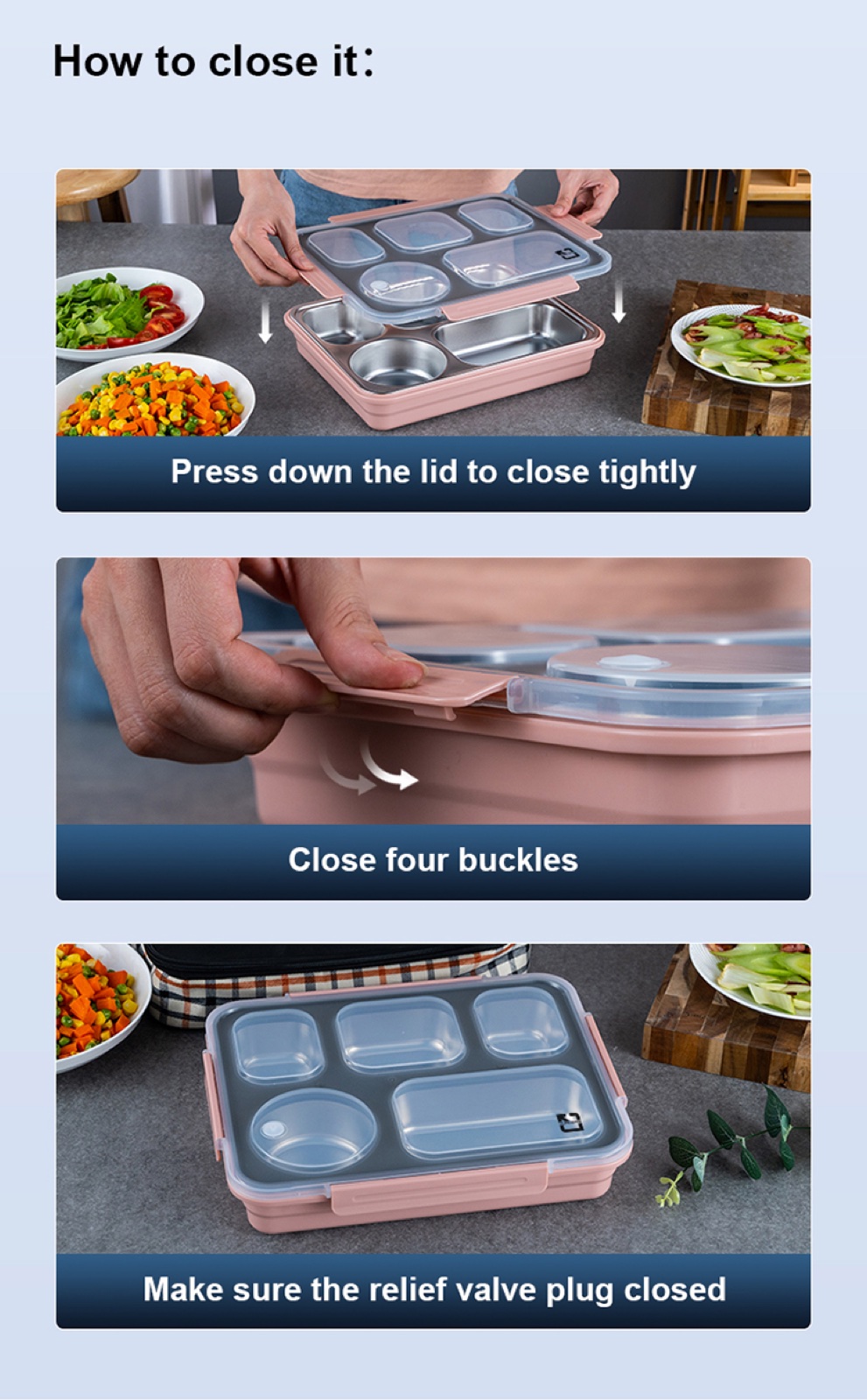 304 Stainless Steel Leak-Proof Compartment Food Tray