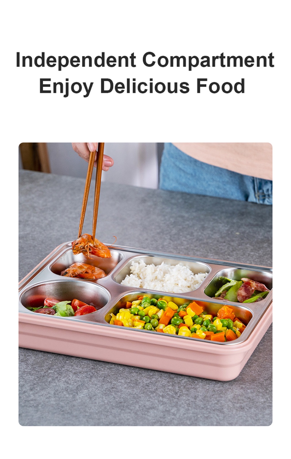 304 Stainless Steel Leak-Proof Compartment Food Tray