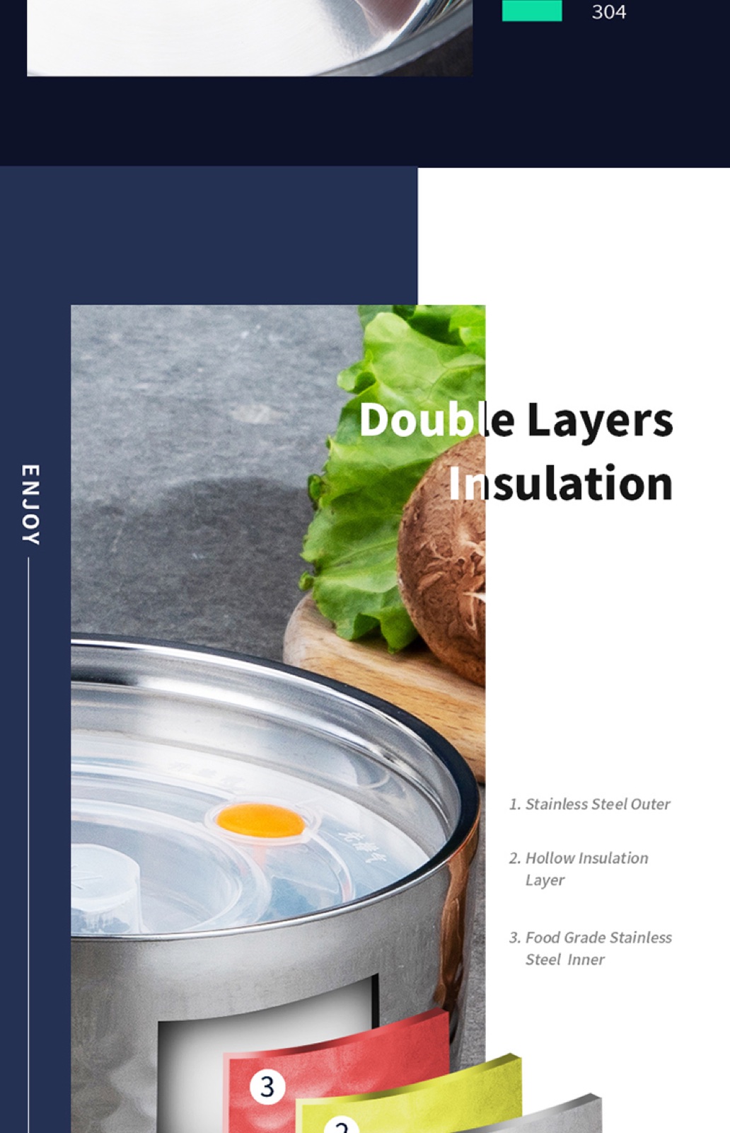 304 Stainless Steel Multi-Layer Insulated Food Carrier