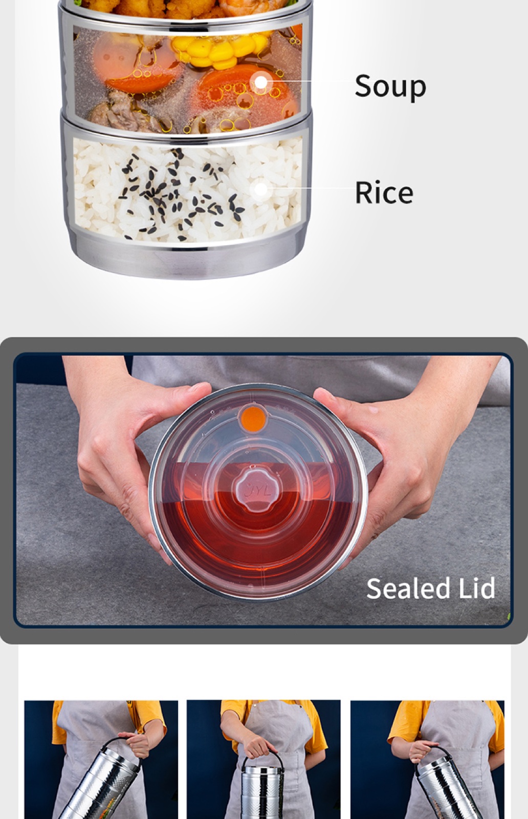 304 Stainless Steel Multi-Layer Insulated Food Carrier