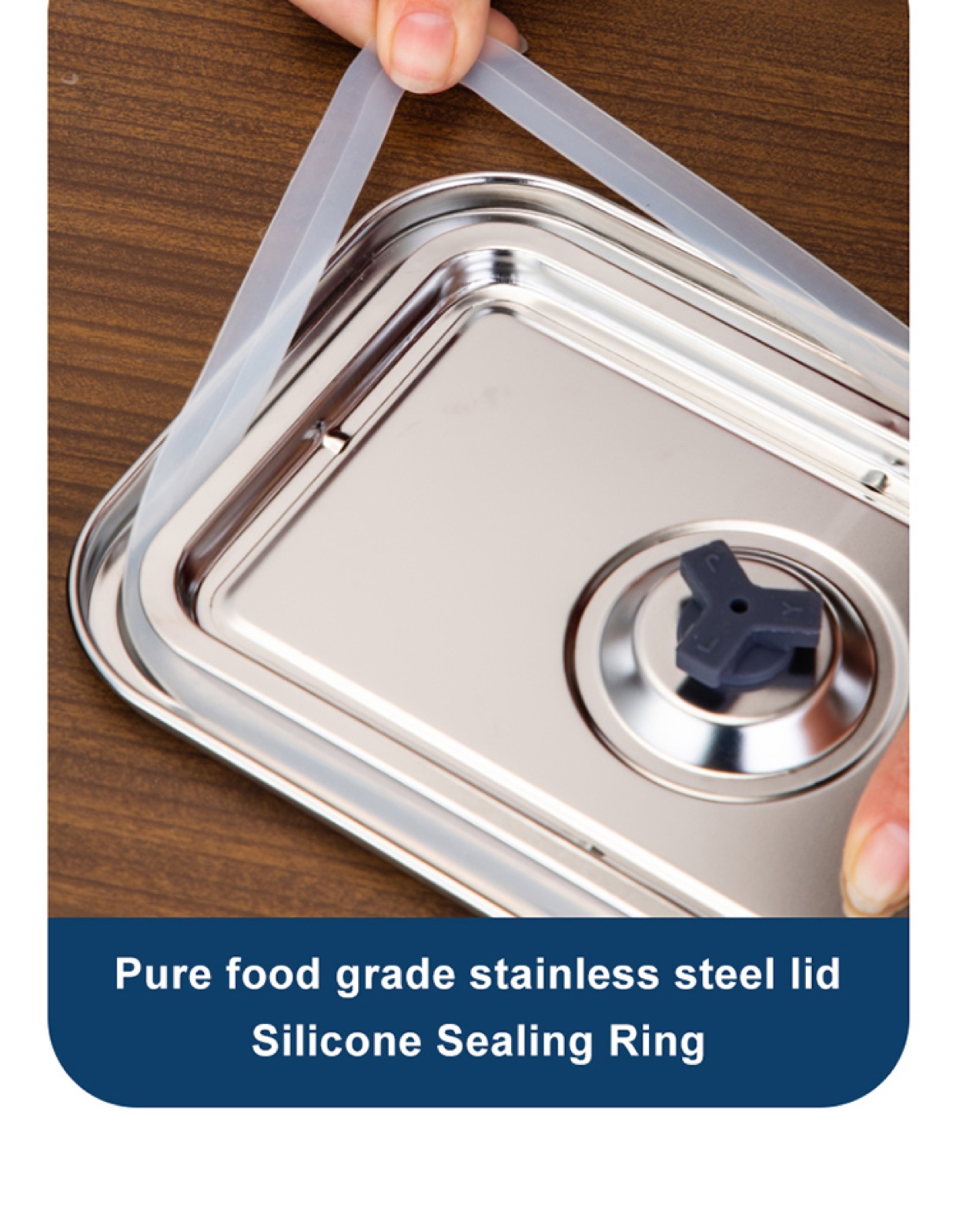 304 Stainless Steel Rectangular Food Container with Steel Lid