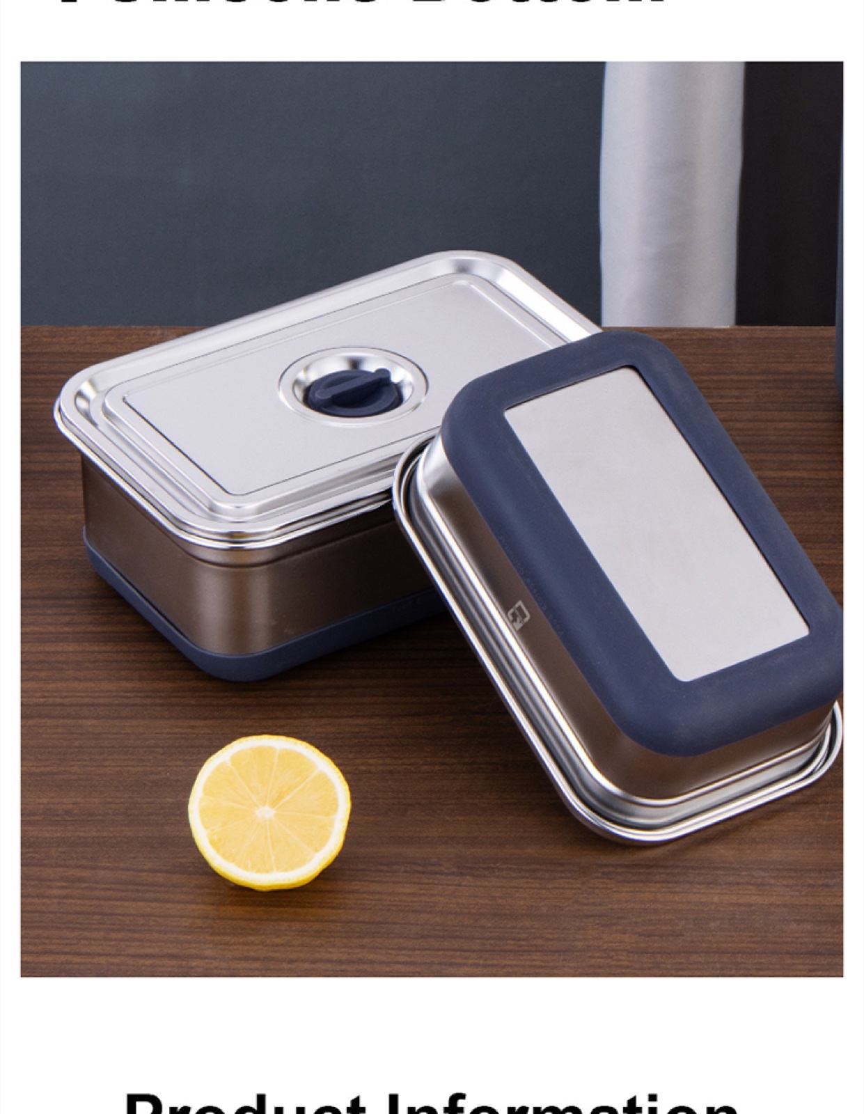 304 Stainless Steel Rectangular Food Container with Steel Lid