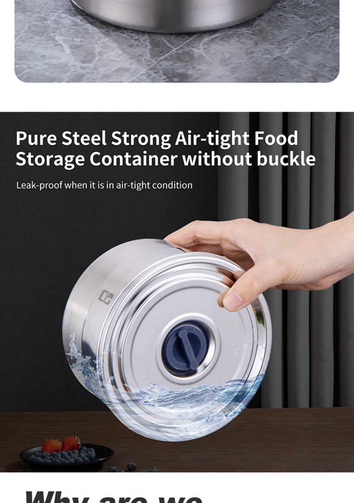 304 Stainless Steel Round Food Container with Steel Lid