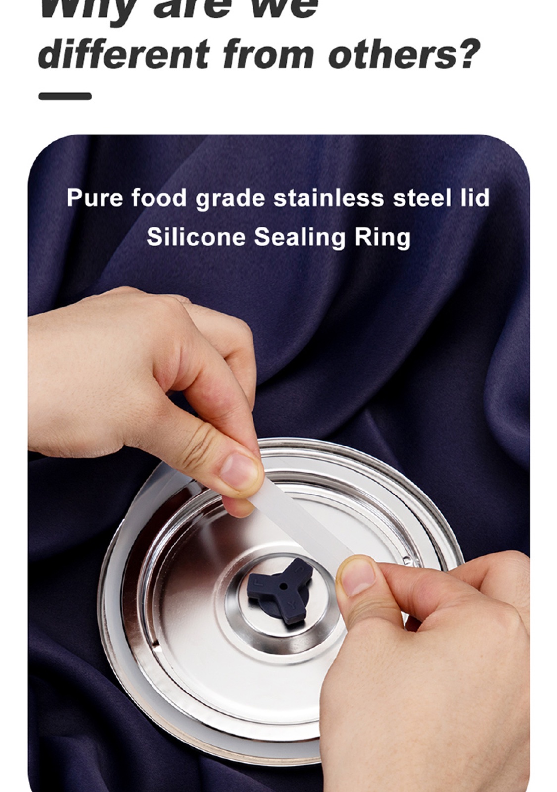 304 Stainless Steel Round Food Container with Steel Lid