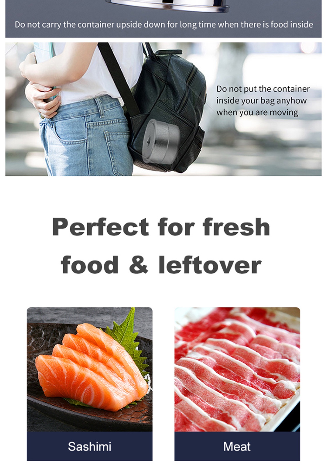 304 Stainless Steel Round Food Container with Steel Lid