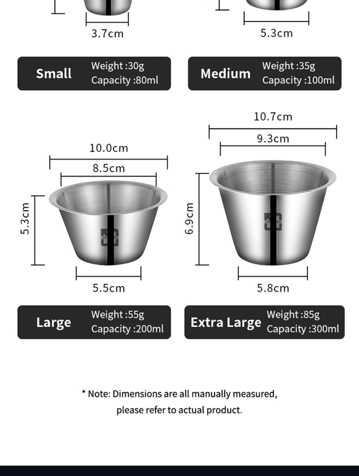 304 Stainless Steel Sauce Bowls