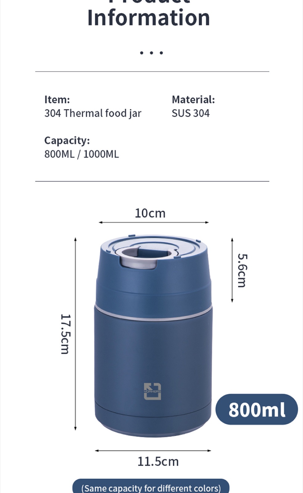 304 Stainless Steel Thermal Food Jar