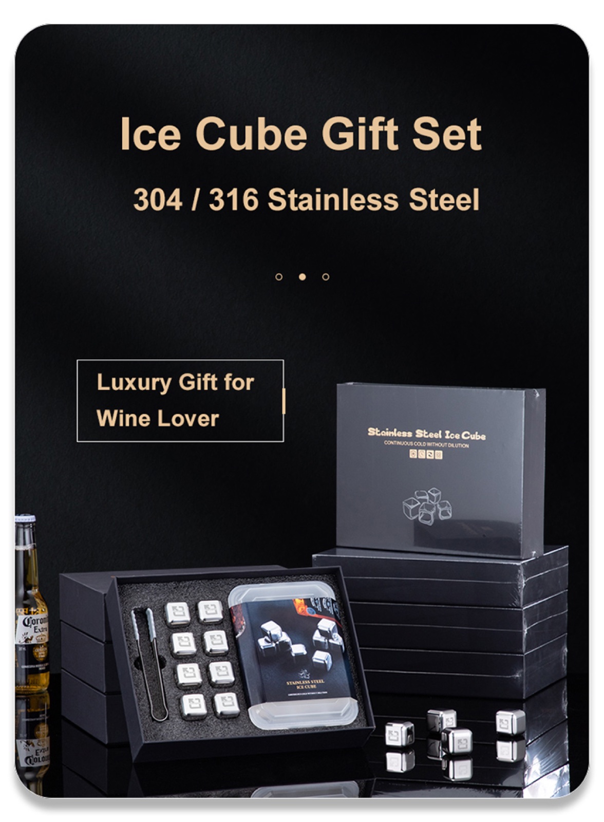 304 Stainless Steel Whiskey Stone Gift Set