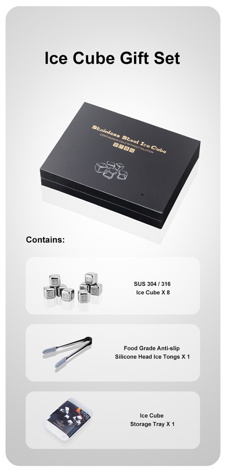304 Stainless Steel Whiskey Stone Gift Set