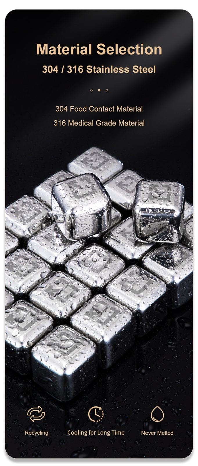304 Stainless Steel Whiskey Stone Gift Set
