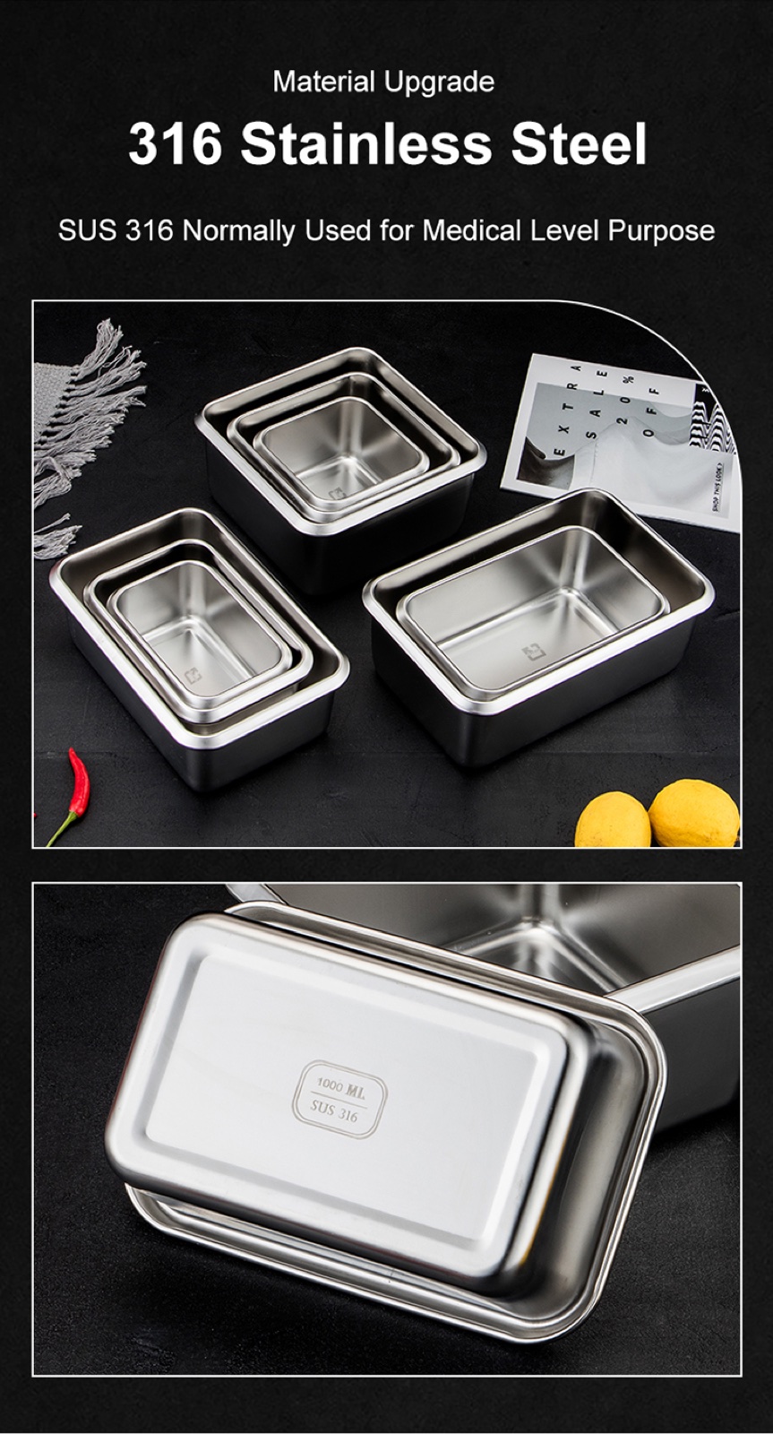 316 Stainless Steel Food Storage Container Collection