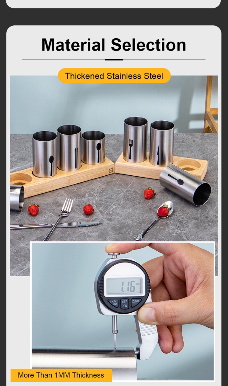 Oak and Stainless Steel Chopstick Holder