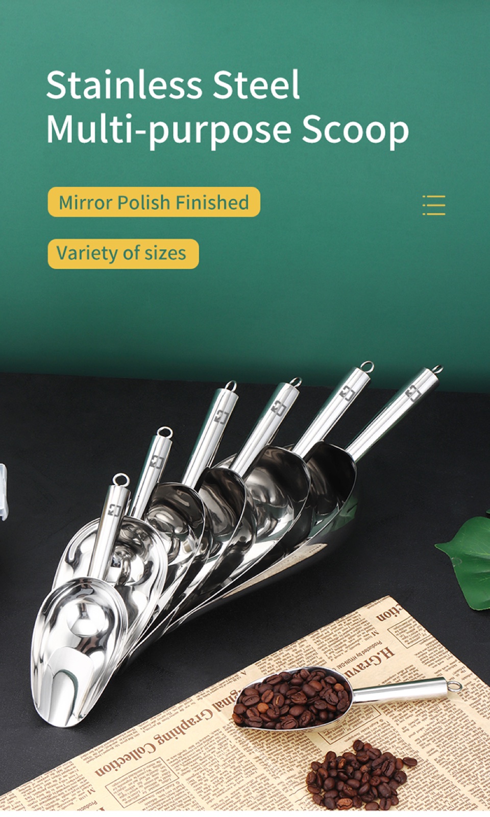 Stainless Steel Ice Scoop