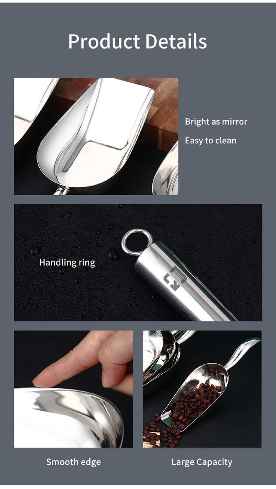 Stainless Steel Ice Scoop