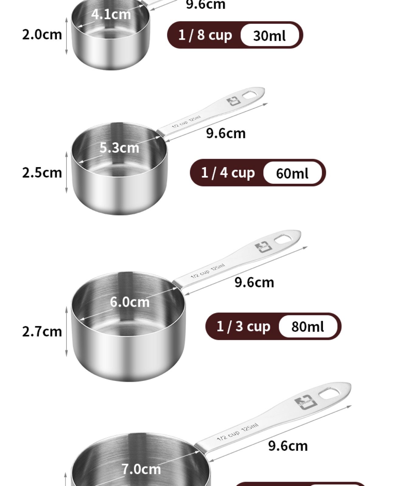 Stainless Steel Measuring Cup Set