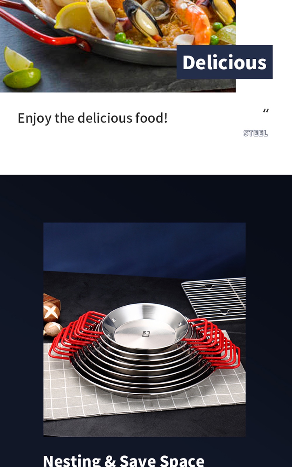 Stainless Steel Seafood Serving Pan
