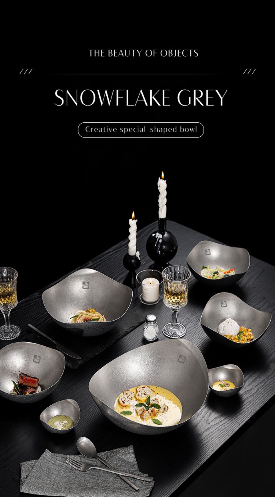 Stainless Steel Special-Shaped Bowl - Snowflake Finish