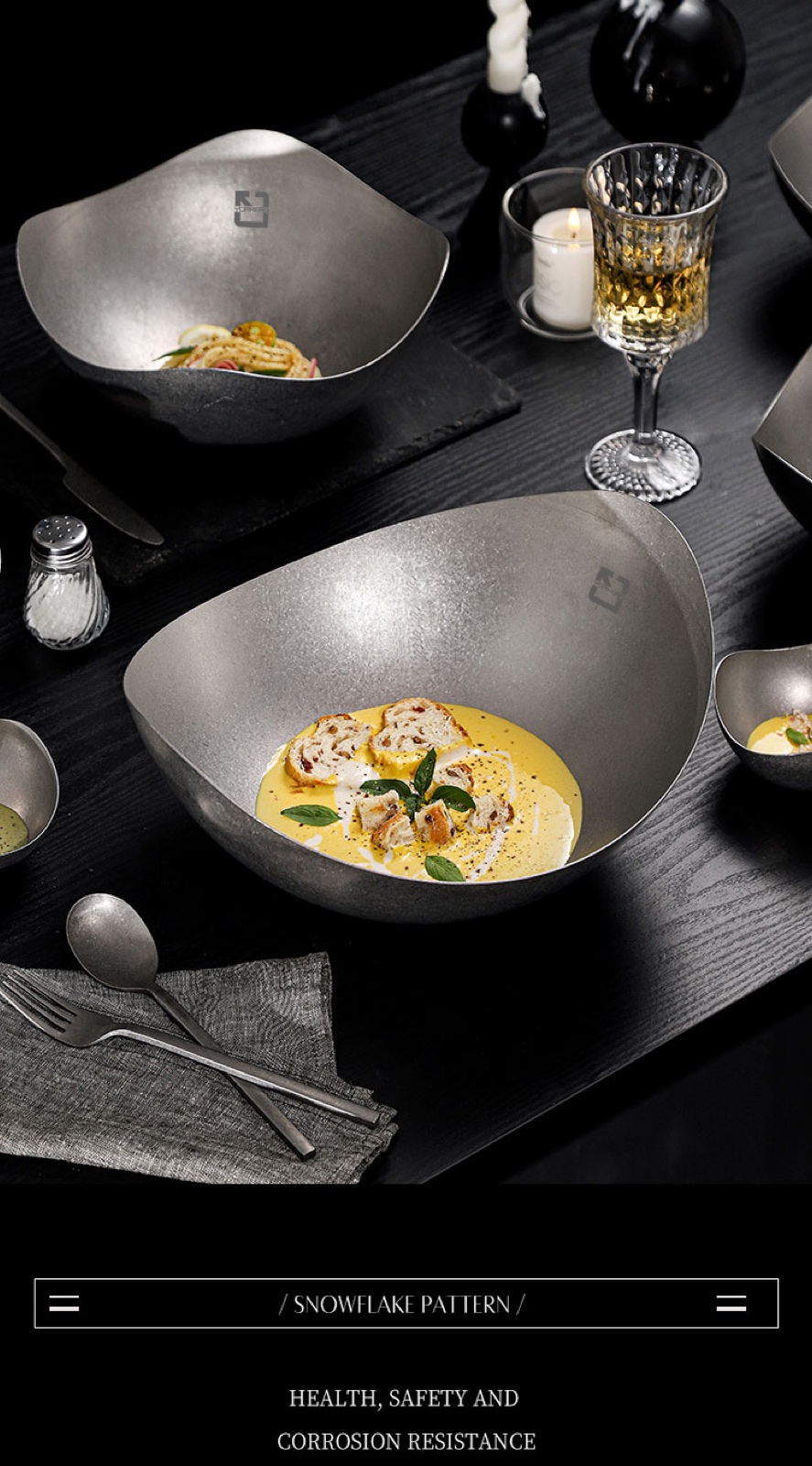 Stainless Steel Special-Shaped Bowl - Snowflake Finish